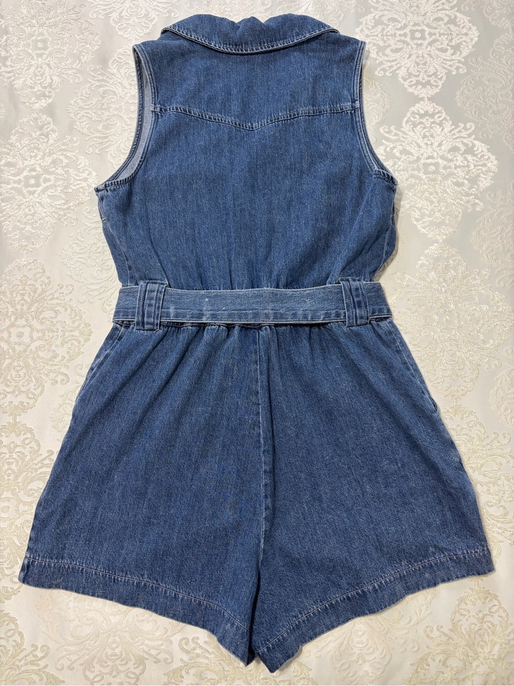 Day + Moon Belted Denim Sleeveless Romper Size Large NWT - Picture 2 of 7